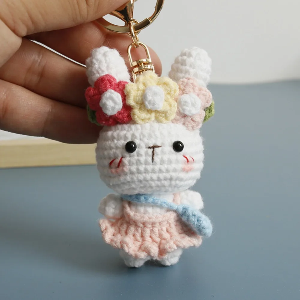 Creative Handmaking Crochet Keyrings Cartoon Carrot Knitting Bunny Keyrings Animal Cute Rabbit Pendant Friends Gift