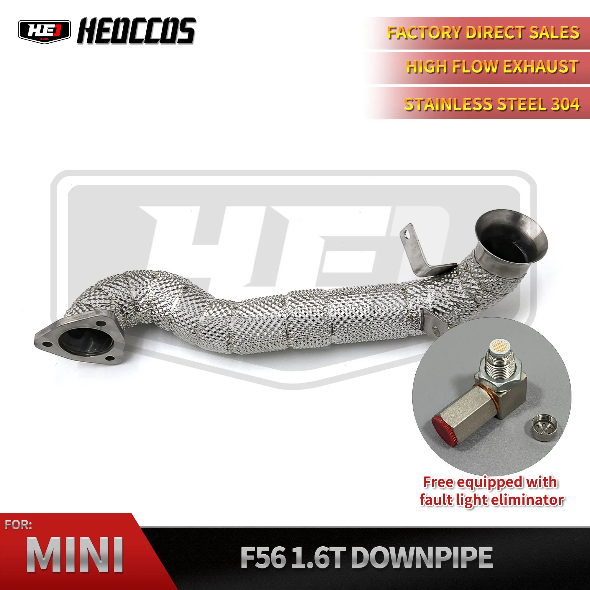HEO Exhaust Downpipe For MINI Cooper S R56/Cabriolet R57 R60 1.6T 2006-2013 Catless Downpipe Without Catalyst Exhaust Downpipe