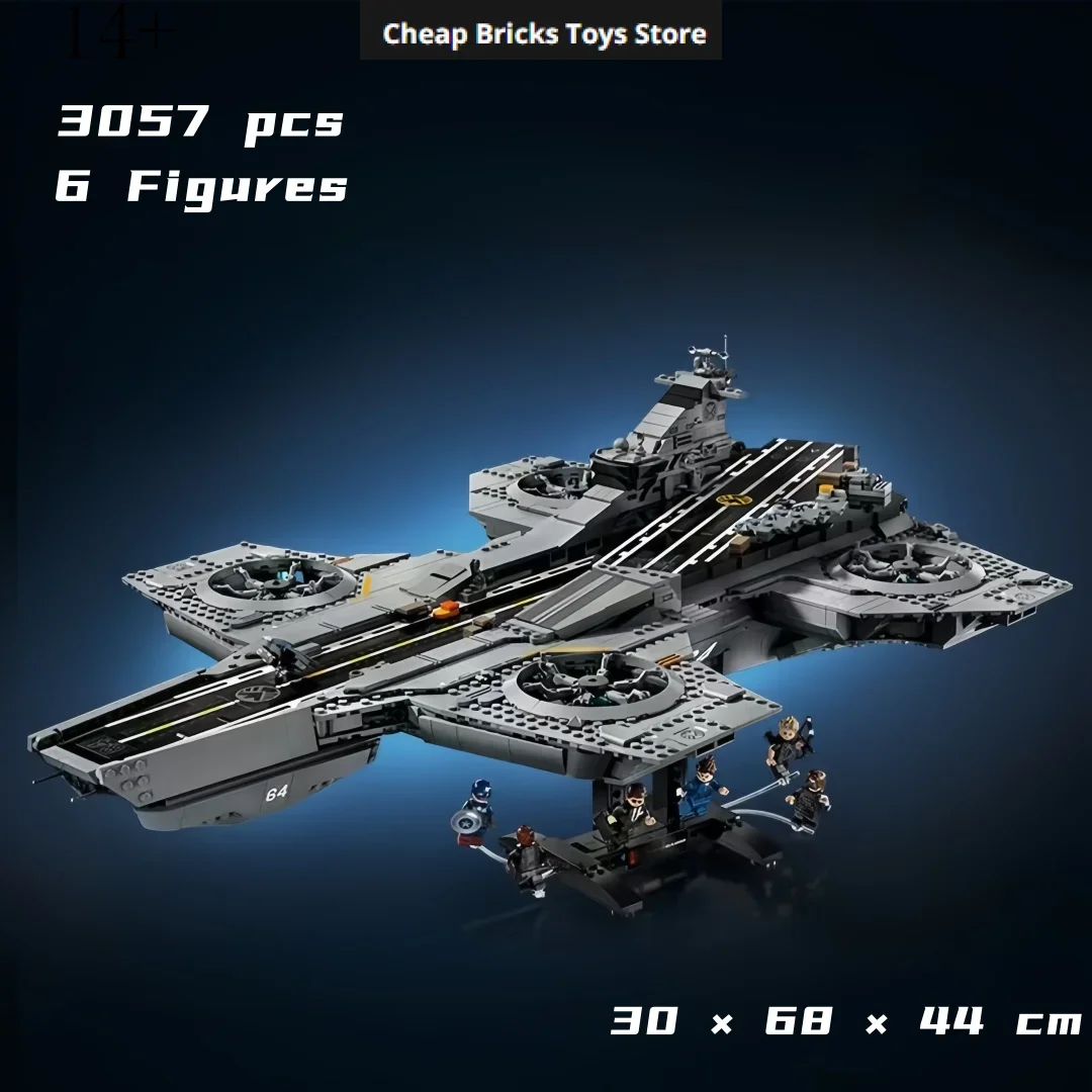 In Stock Helicarrier Superhero 3057pcs Building Blocks Battleship Assemble Collectible Display Model Gifts for Sci Fi Lovers