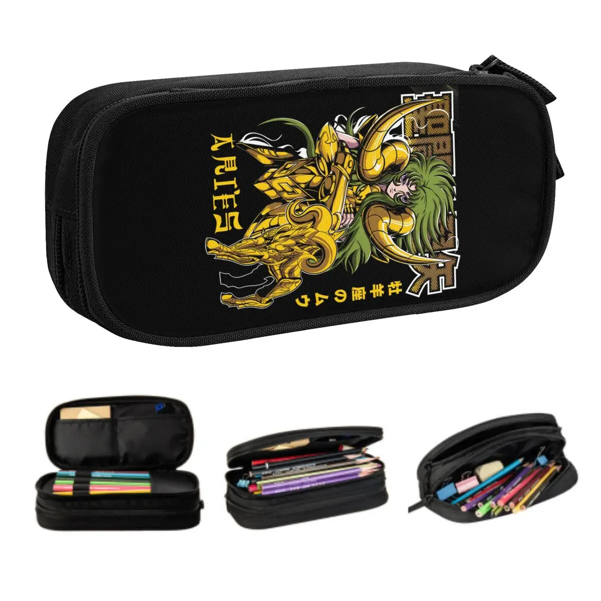 

Custom Saint Seiya Shiryu Pencil Cases for Girls Boys Big Capacity Aries Pen Box Bag Stationery