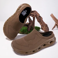 Chaussures décontractées pour hommes à bout large en maille tissée grande taille, demi-chaussons d'été, pantoufles respirantes pour femmes, chaussures de sport et de randonnée 46 2