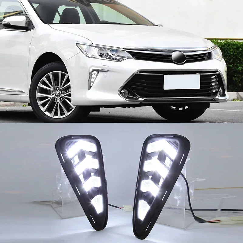 

Car LED Daytime Running Light For Toyota Camry MK7 XV50 2015 2016 2017 Decoration Daylight Auto Turn Signal Indicator DRL