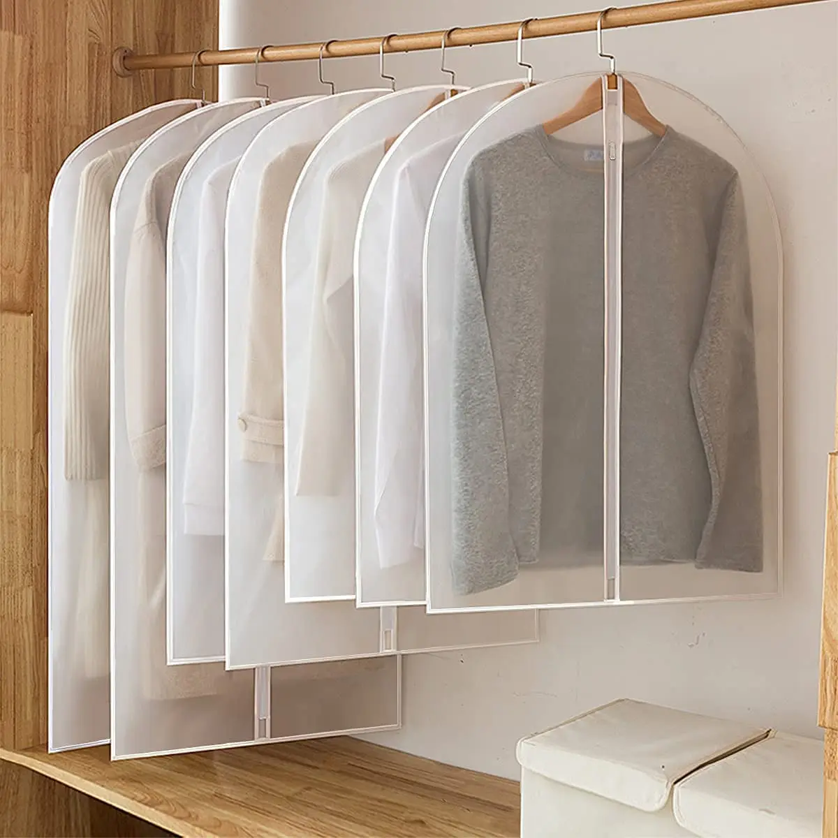 Clothes Hanging Dust Cover Wedding Dress Cover Suit Coat Storage Bag Clear Garment Bag Organizer Wardrobe Hanging Clothing Cover