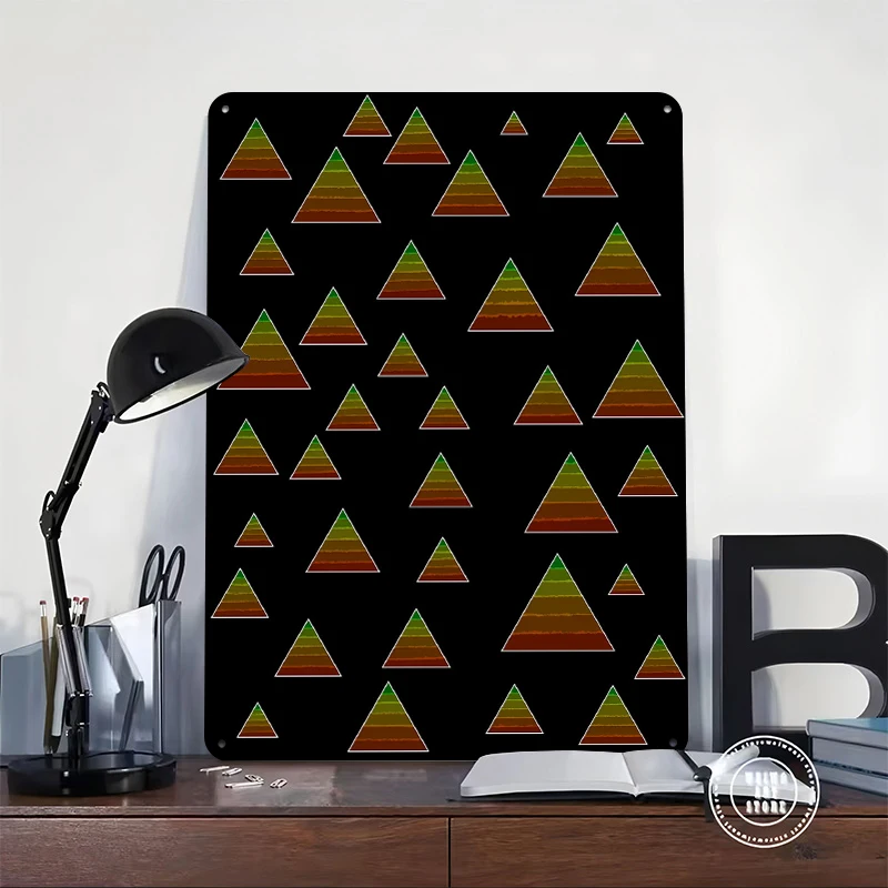 Sambario - Abstract Triangle Pattern Printed Poster Customized Wall Art Retro Vintage Metal Tin Signs for Garage Decoration Room