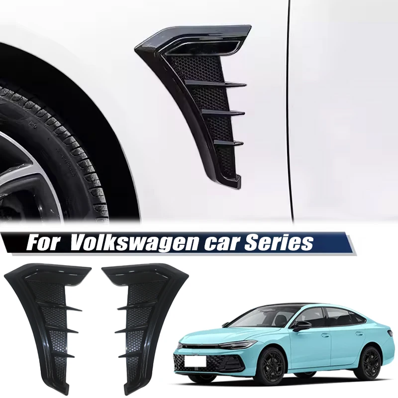 2pcs Carbon Fiber Black Car Hood Air Intake Vent Cover Stickers For Volkswagen Golf Polo Passat Tiguan Touareg Jetta Atlas