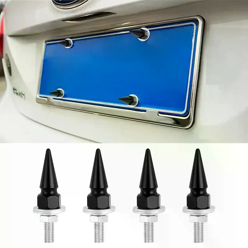 4Pcs Colorful M6 License Plate Fixing Plate Screw M6 Threaded Pointed Aluminum Alloy Fasteners Universal Car Styling Gasket