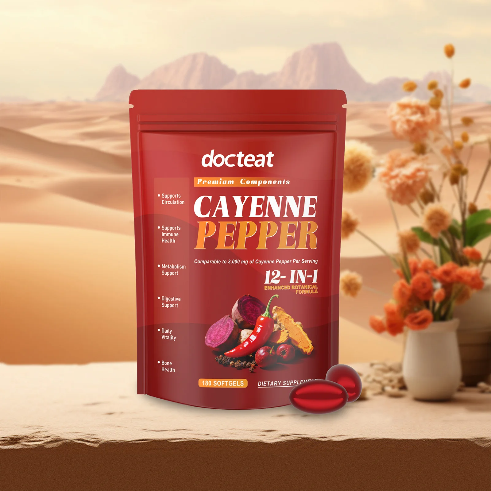 

Мягкие капсулы чили содержит ингредиенты на растительной основе и ежедневную добавку можно поддерживать нормальные тело.