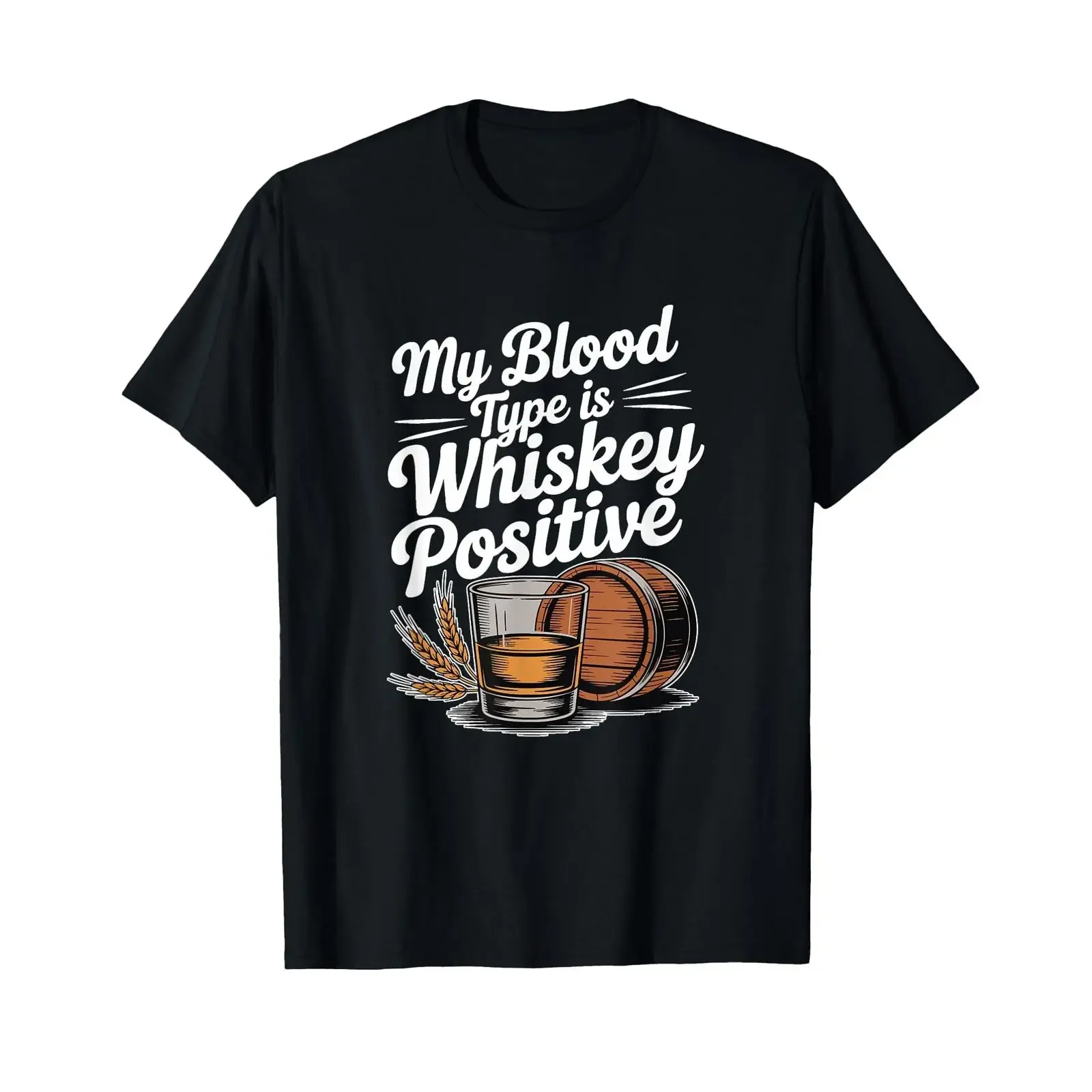 My Blood Type is Whiskey Positive Drinker T Shirt vintage Washed streetwear graphic fashion Soft Versatile