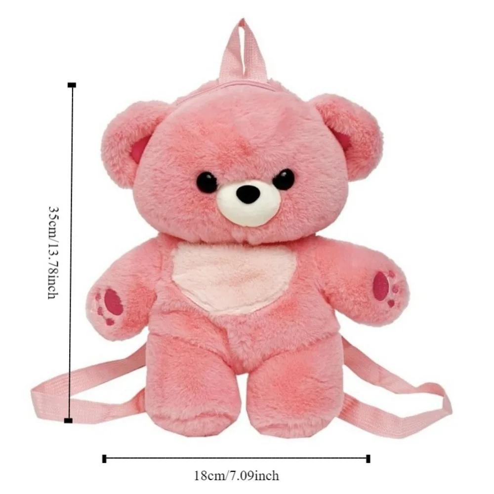 Mochila de oso de peluche multicolor a la moda, bolso de hombro de felpa 3D con pelo de Cony, bolso de Animal de oso de muñeco de peluche Ins para exteriores