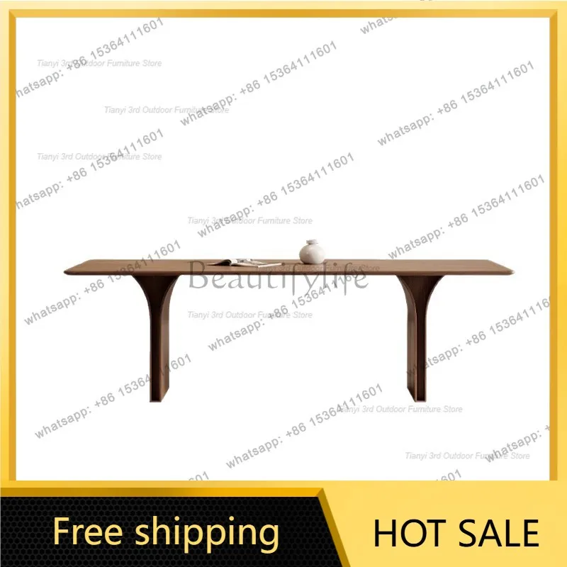 zj.Italian Minimalist Solid Wood Dining Table Nordic High End Kitchen Solid Wood Rectangular Table Designer Home Furniture FYDT