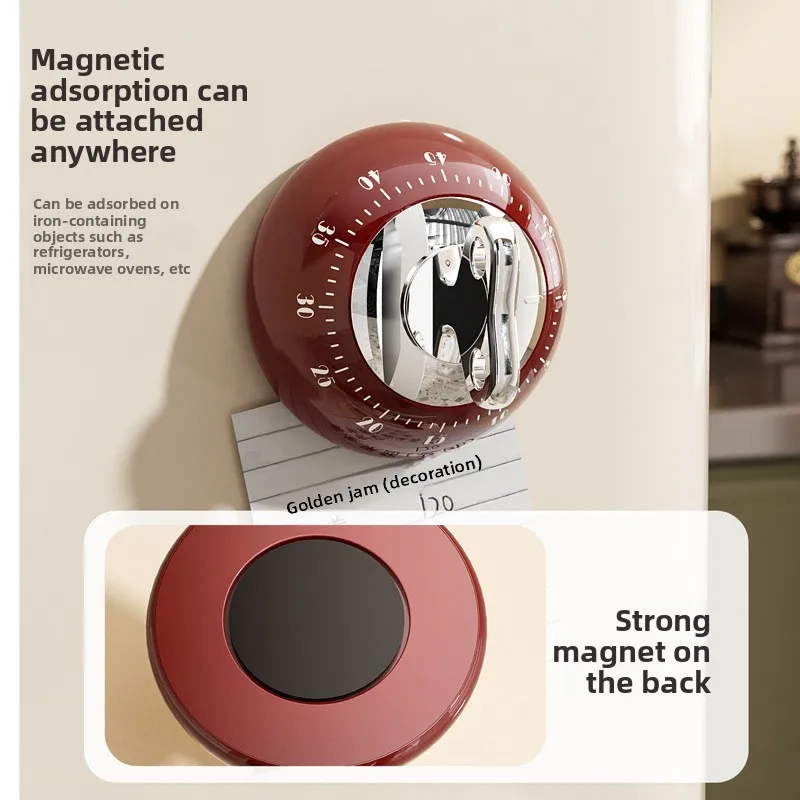 Kitchen Magnetic Timer Mechanical Timer Light Luxury Precise Countdown Timer Adsorption Desktop Refrigerator