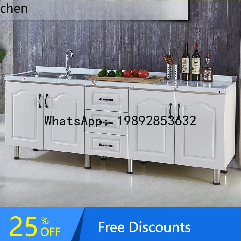 

AB Cinet Simple Stainless Steel Countertop Kitchen Cinet Stove Sideboard Solid Wood