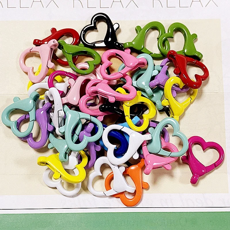 10/20pcs Alloy Lobster Clasps Heart Shape Random Multicolor Key Chain Sping Buckle For Jewelry Making Diy Key Chains