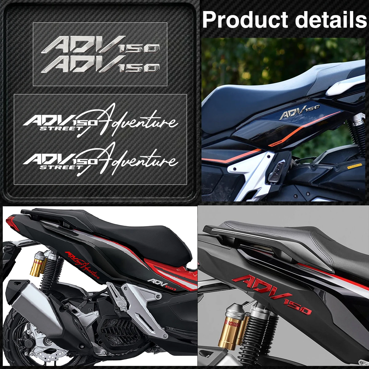 3D Epoxy ADV 150 Emblem Stickers Waterproof Motorcycle Decals for Moto Body Fuel Tank Top Box Windshield Decorative Accessories