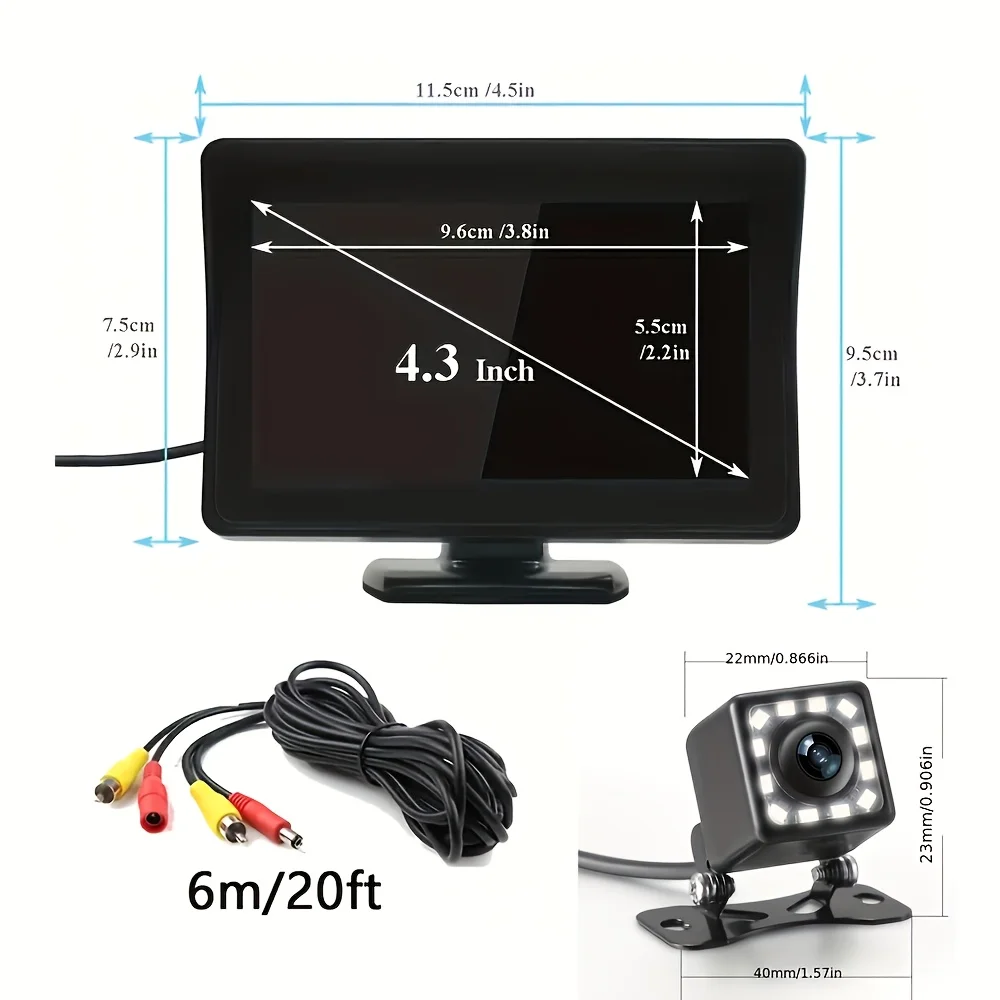 4.3inch LCD Monitor: Without Battery, Designed for Easy Installation – for Vehicle Backup Camera System in Pickups, RVs, Trucks