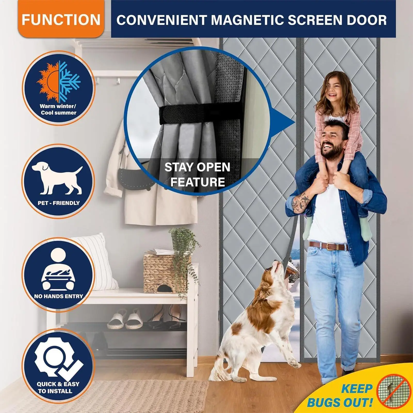 

Magnetic Thermal Insulated Door Curtains Panel 80x32 Inches Magnetic Insulated Door Cover For Room Bedroom Home Patio Closet