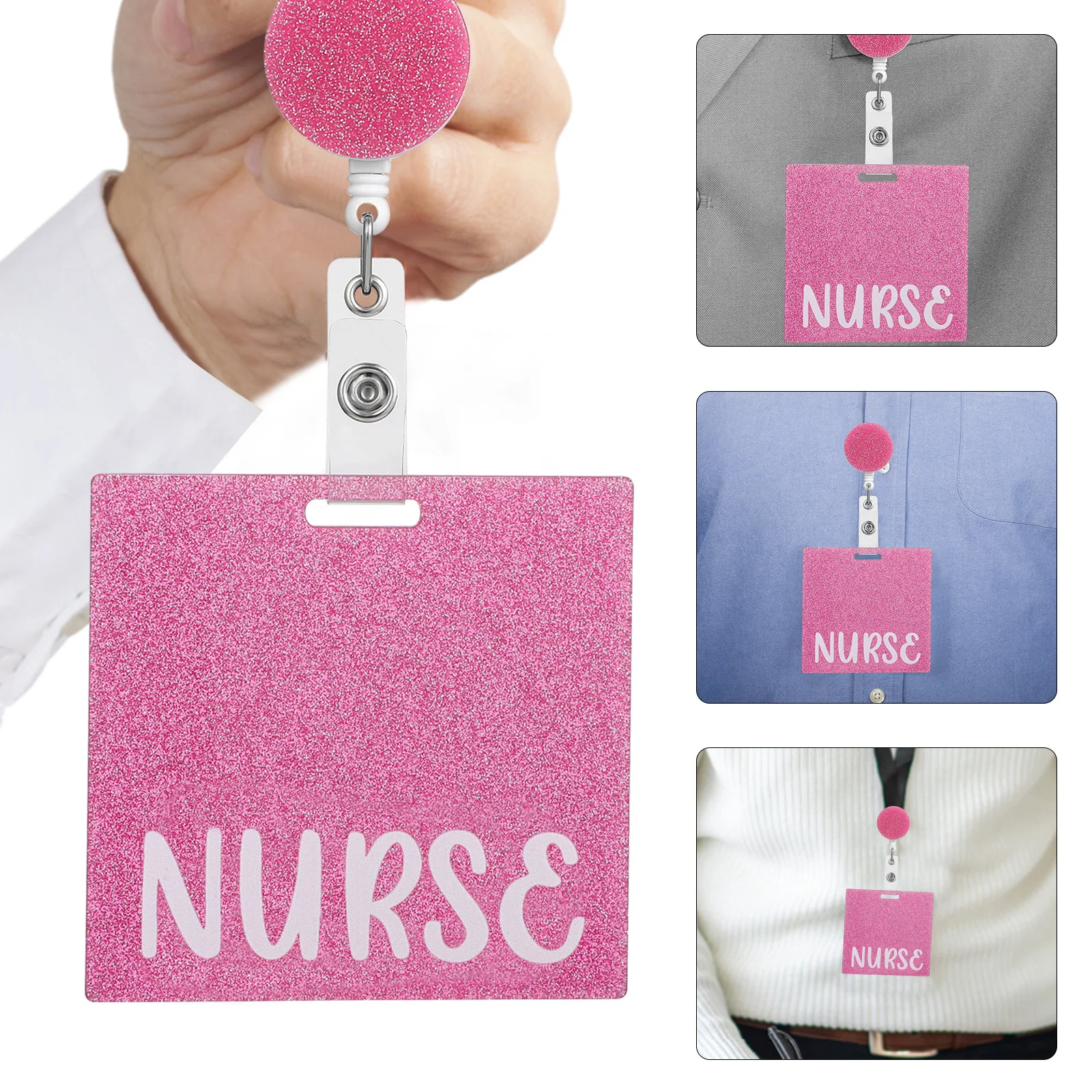 2 Pcs Easy-pull Button Badge Nurse Nursing Nurses Reels Name Protector Id Cards