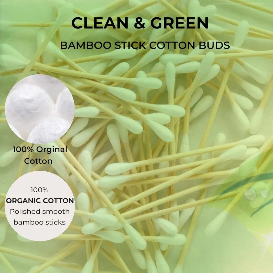 Tamponi di cotone in bambù 1000 Bastoncini di cotone biodegradabili Bastoncini di bambù ecologici Tamponi di cotone in legno per il trucco Pet cle