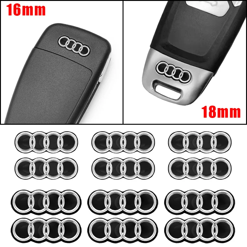 16/18mm Car Remote Key Sticker Aluminum Emblem Decoration Decal For Audi A1 A2 A3 A4 A5 A6 A7 A8 Q2 Q3 Q4 Q5 Q6 Q7 Q8 RS3 RS7 TT