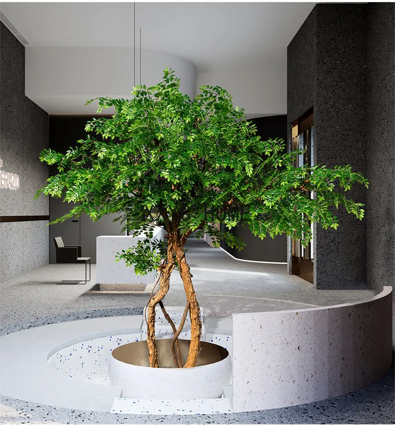 Emulational Fake Crape Myrtle Elm Large Green Plant Floor Landscaping Home Courtyard Decoration Imitative