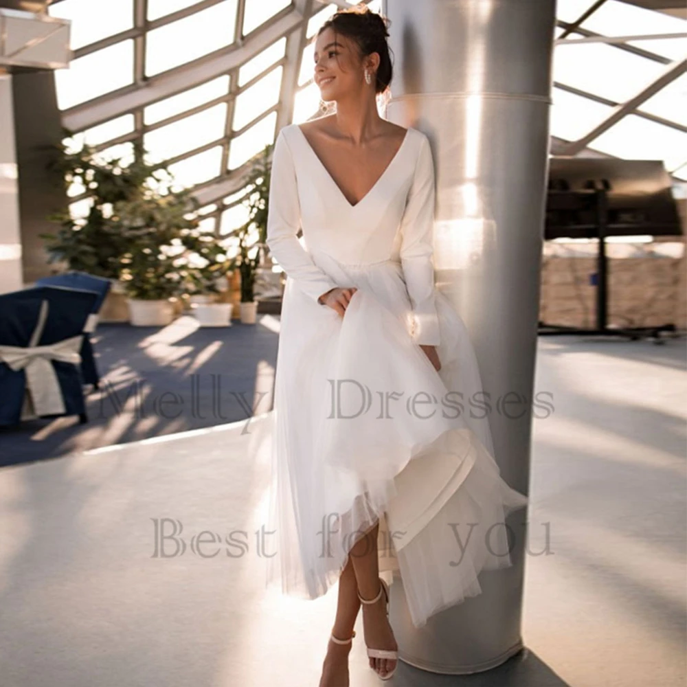 Vestidos De Novia clásicos personalizados con tul suave 2025, vestidos De Novia De manga larga sin tirantes De marfil, Vestido De Novia De verano para mujer