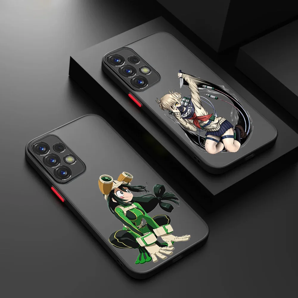 Phone Case For Samsung S25 Plus S24 S23 FE A52 A71 A72 A73 A51 A53 A54 A55 My Hero Academia Asui-Tsuyu Matte Translucent Cover