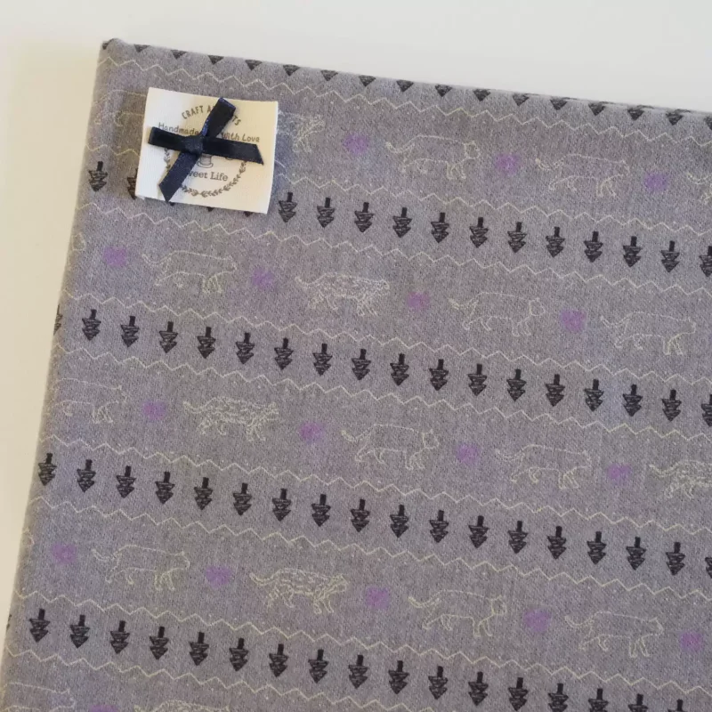 Gray Brushed Cotton Fabric Cartoon Printed Handmade DIY Sewing Soft All Cotton Material for Crafting And Projects