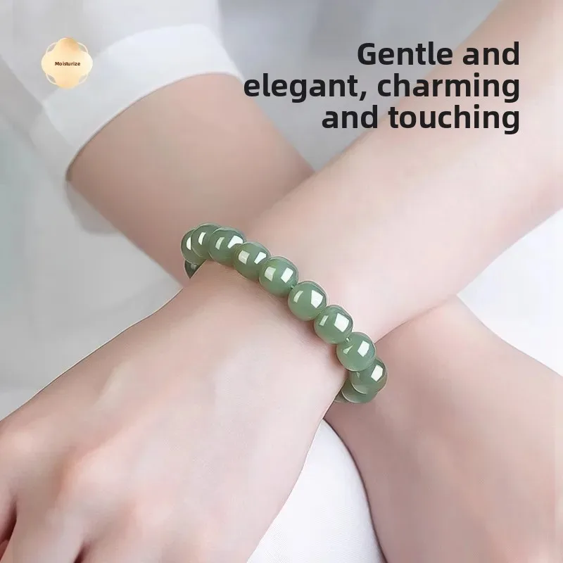 2026 Natural Hetian Jade Bracelet for Women Ice Clear Water Jade Beaded Strand Ice Base Old Type Beads Nice Jewelry White Jade f