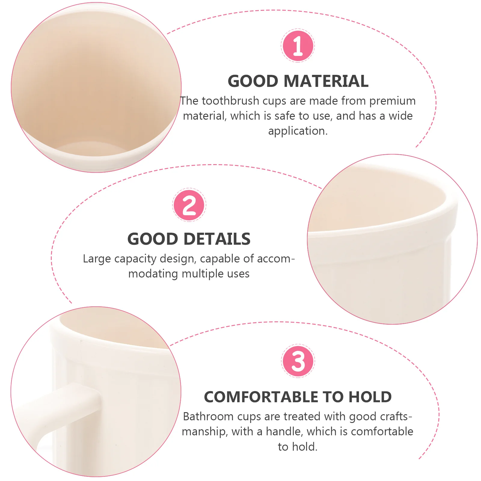 

Toothbrush Cup Durable Plastic Unbreakable White Travel Size Bathroom Tumbler Reusable Mouthwash Cups Storage Toothpaste Holder