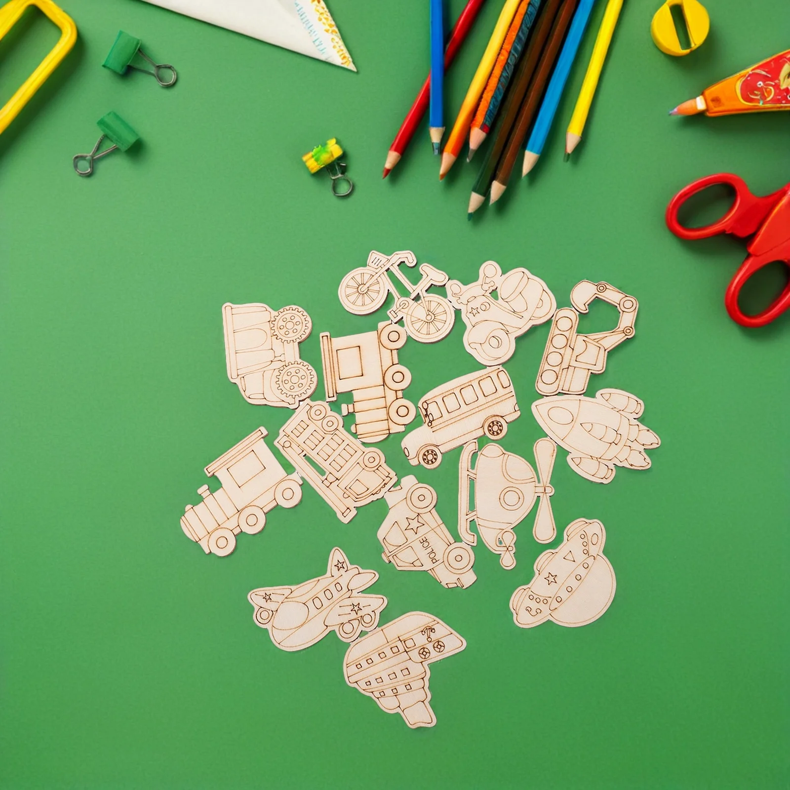 100 stuks onafgewerkte houten voertuig-uitsparingen transport ambachtelijke vormen voor doe-het-zelf schilderprojecten kinderkunstactiviteiten houten blanco