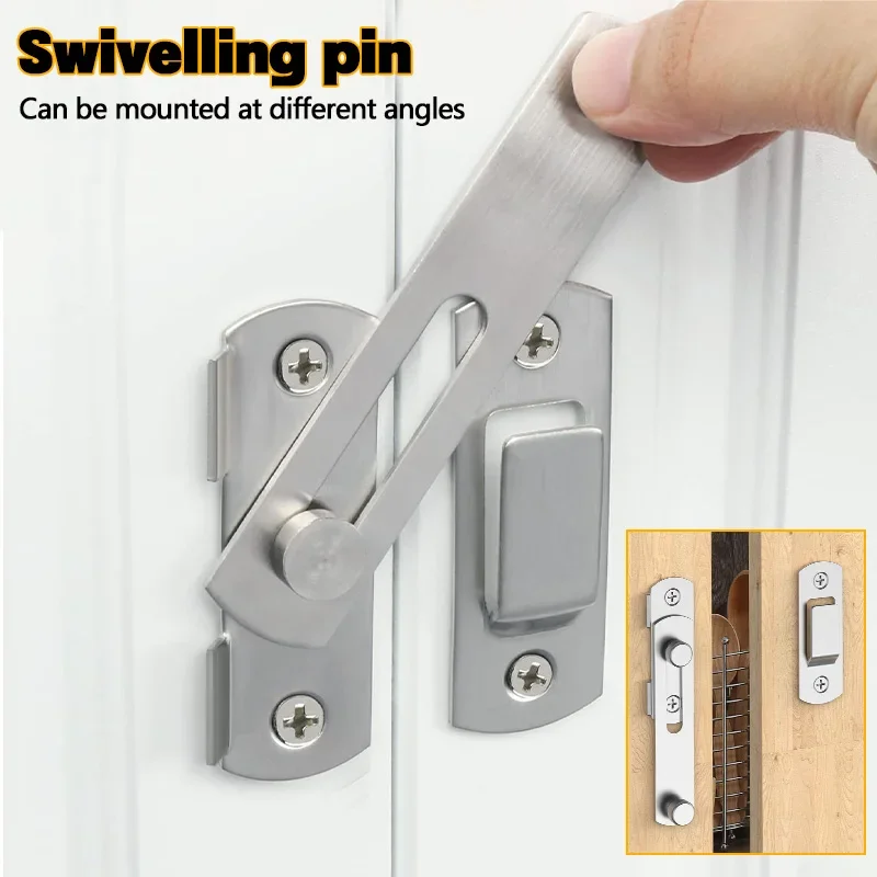Stainless Steel Door Locks 180° Flip Sliding Latch Secure Sliding Barn Door Lock Heavy-Duty Gate Latch for Wooden Doors Cabinets