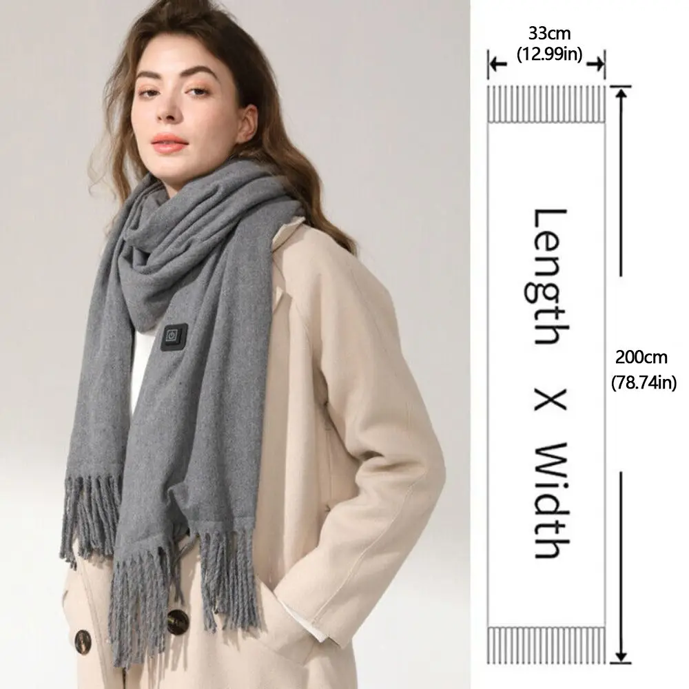 Fashion USB Charging Electric Heated Scarf Adjustable Temperature Unisex Warm Shawl Rechargeable Creative Electric Winter Warmer