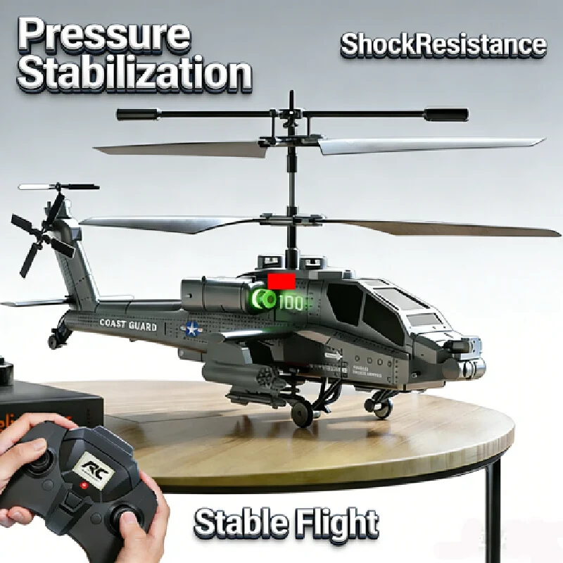 Beginner-Friendly RC Helicopter Toy Anti-Fall Design with Smart Hover One Key Operation Bright LED Lights 2.4GHz Stable Control