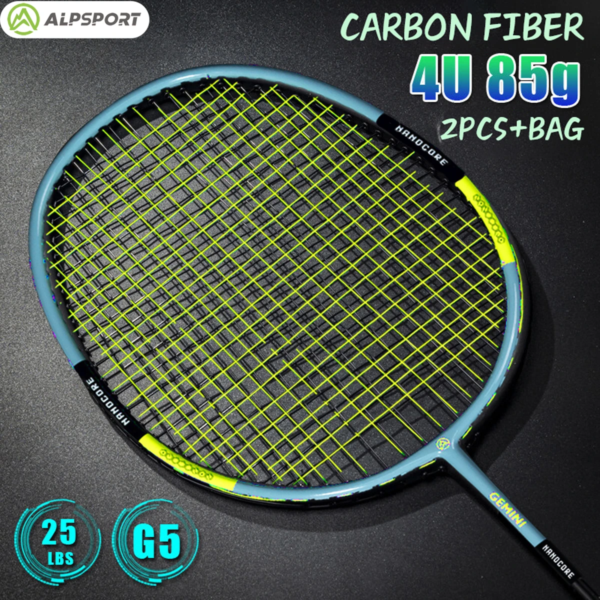 

ALP SZZ 4U 2 pcs/1 batch Badminton Racket G5 Ultra light T800 carbon fiber Imported With badminton string and badminton bag