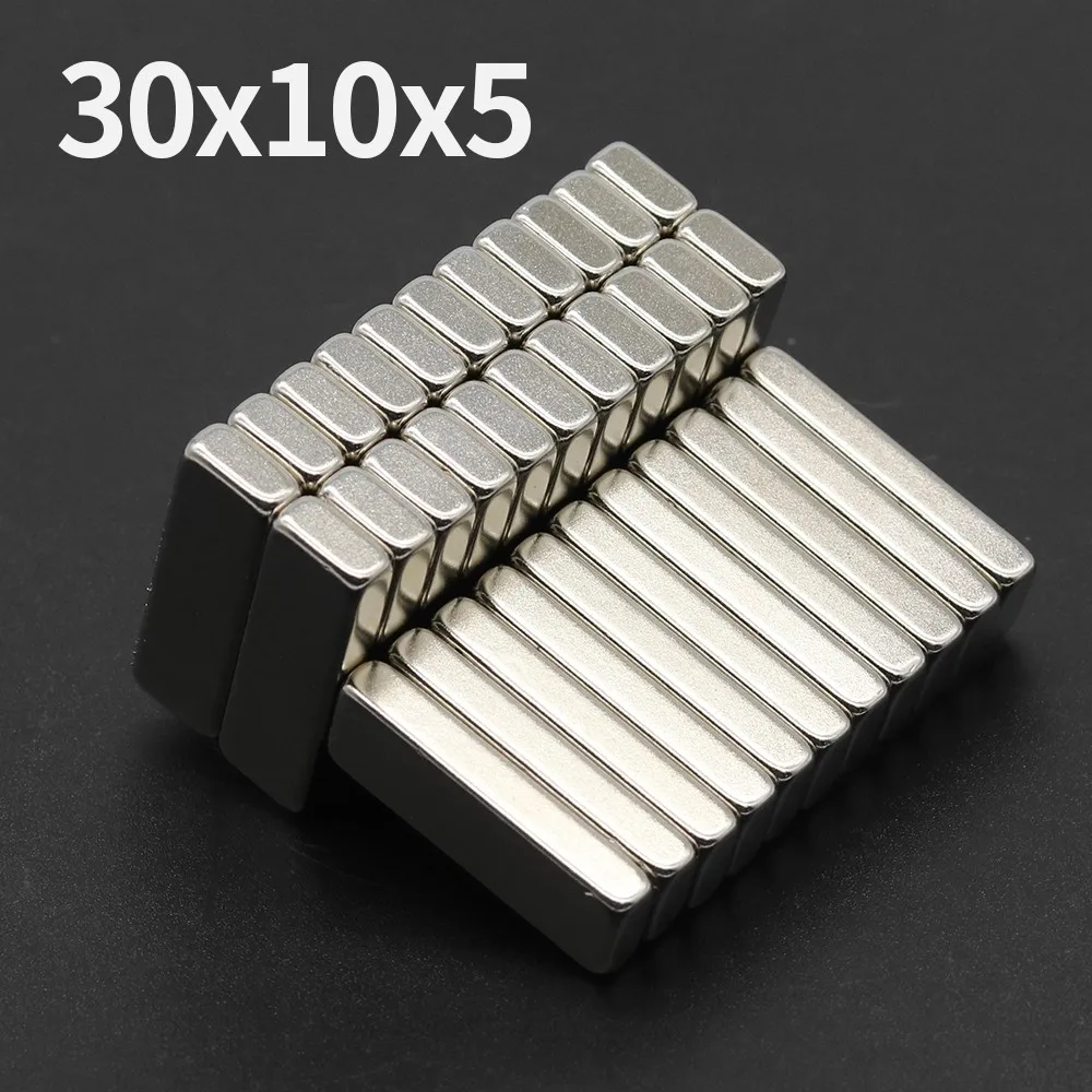 30x10x5mm Powerful Neodymium Magnet N35 NdfeB Permanent Magnetic imanes Block Super Strong Fridge Magnets DIY