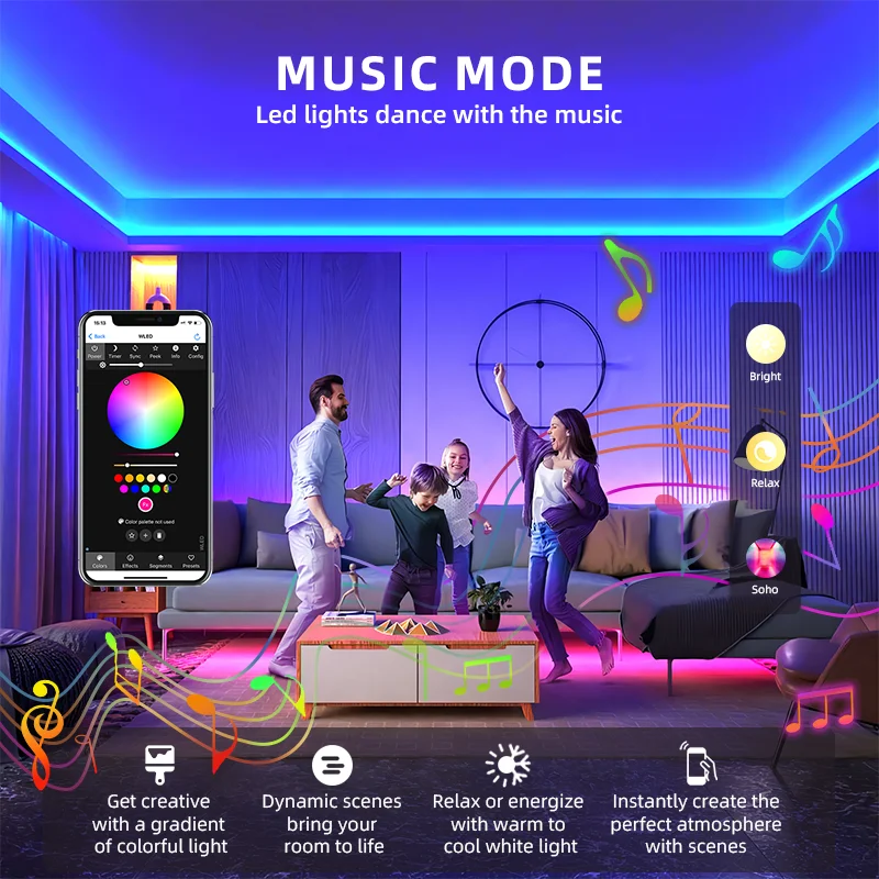 ESP32 WLED LED Controller Built in Microphone DIY Dynamic Mode UART Type-C Download App Control Alexa Voice RF 2.4G WLED Remote