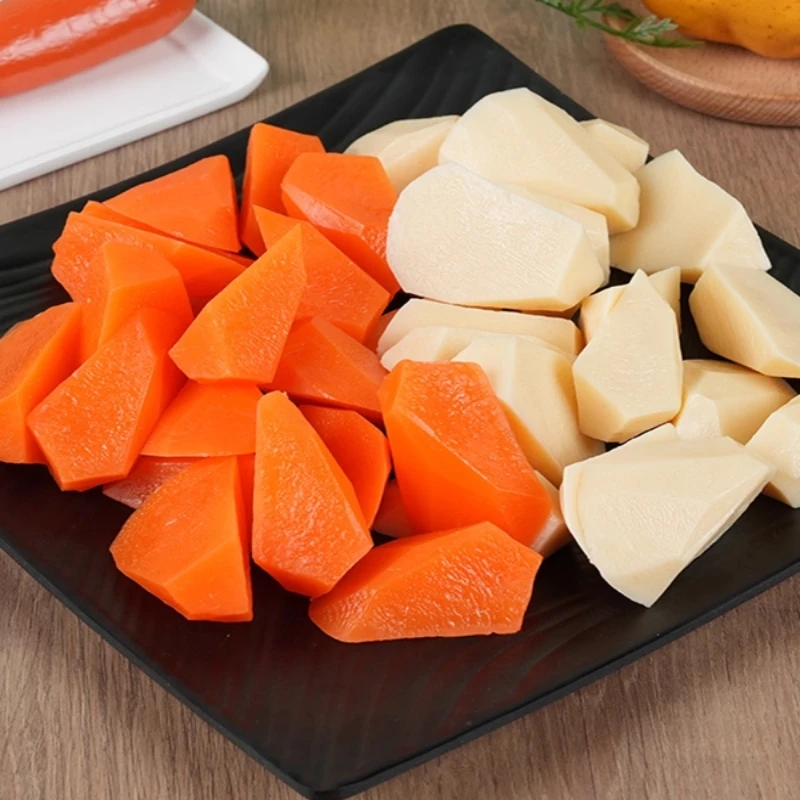 Bloque de patatas de comida simulada, bloque de patatas, bloque de zanahoria, modelo vegetal, juego de platos para comer, accesorios de fotografía, 5 unidades por lote
