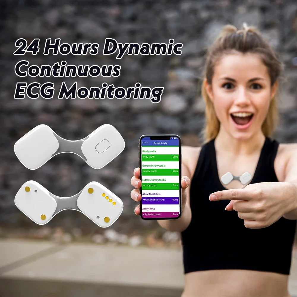 EKG 24 Hour Real-time ECG Monitoring Ultra-thin ECG Patch Portable Recorder Wearable Wireless Personal ECG Monitor Bluetooth