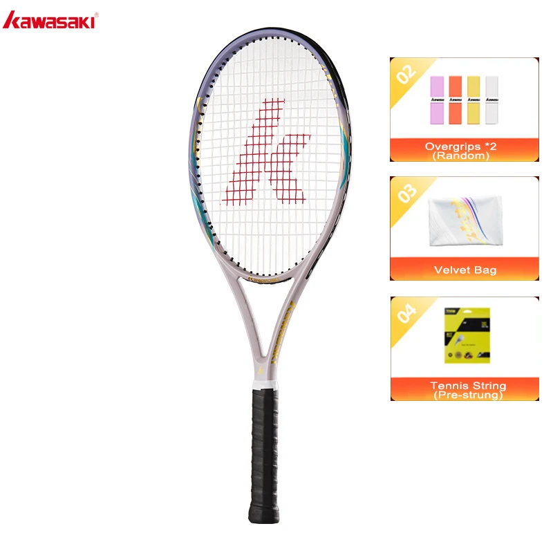 Kawasaki Professioneel Tennisracket Koolstofvezel 104sqin Oversized Hoofd voor Power Control & Spin |   Volwassen tussenspel Tenis