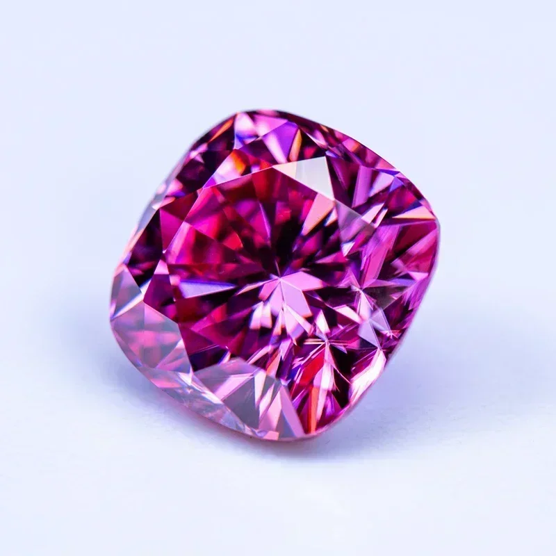 Moissanite-cojín cuadrado de alta calidad, Color rosa VVS1 para cuentas, dijes, joyería DIY, Material de anillo con certificado GRA