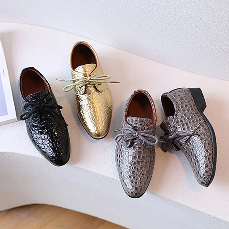 

Boy‘s Pointed Toe Leather Shoes Spring Autumn Performance Children School Boy Shoes Lace Up British Style Casual Shoes CSH1646