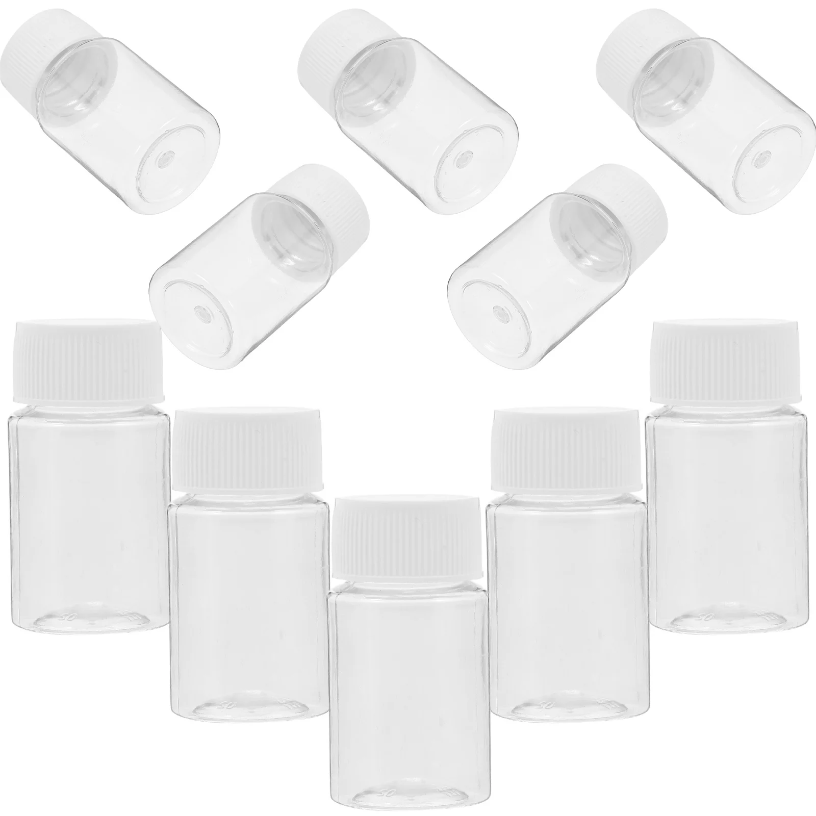 10 قطعة زجاجات كاشف مختبر واسعة الفم حاوية تخزين بلاستيكية شفافة تصميم شفاف سهل التعبئة صب للمختبر والمكتب المنزلي