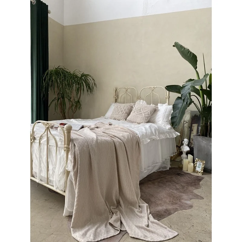 French rural pastoral princess bed wrought 1.5 meters 1.8 meters single double bed iron frame bed