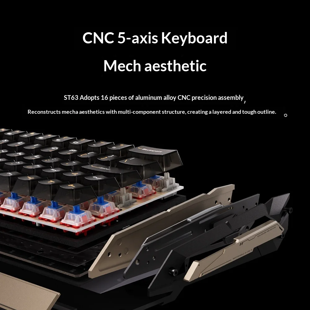 Teclado con cable Keyverse ST63, teclado con interruptor magnético, aleación de aluminio, efecto Hall, 8000Hz, RT0.01mm, accesorios para PC 6