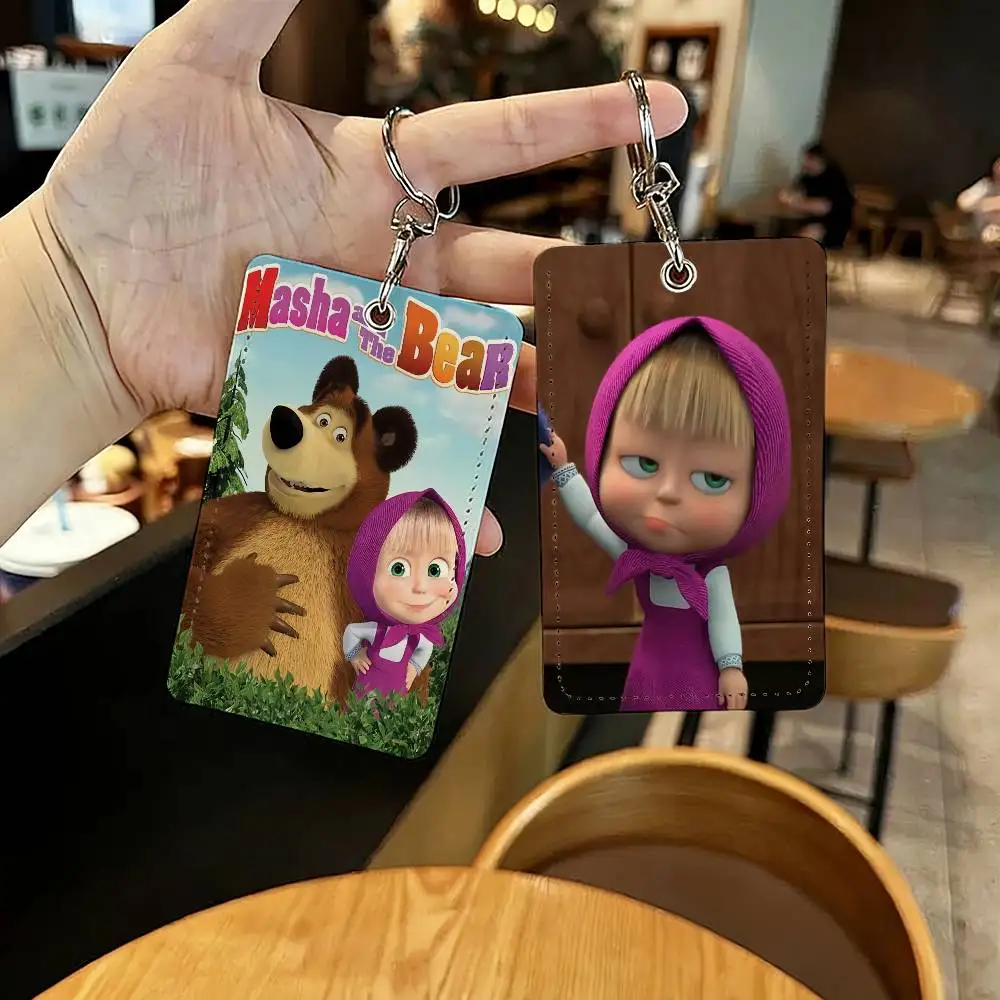 Cartoon M-Masha and the B-Bearer-S Card Holder Keychain Key Ring Door Lock Access Protective Case For Security Gift