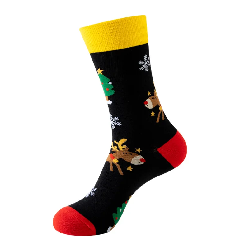 Miosam calcetines de algodón de negocios Jacquard Unisex de alta calidad Casual Crew muñecos de nieve cómodos calcetines transpirables