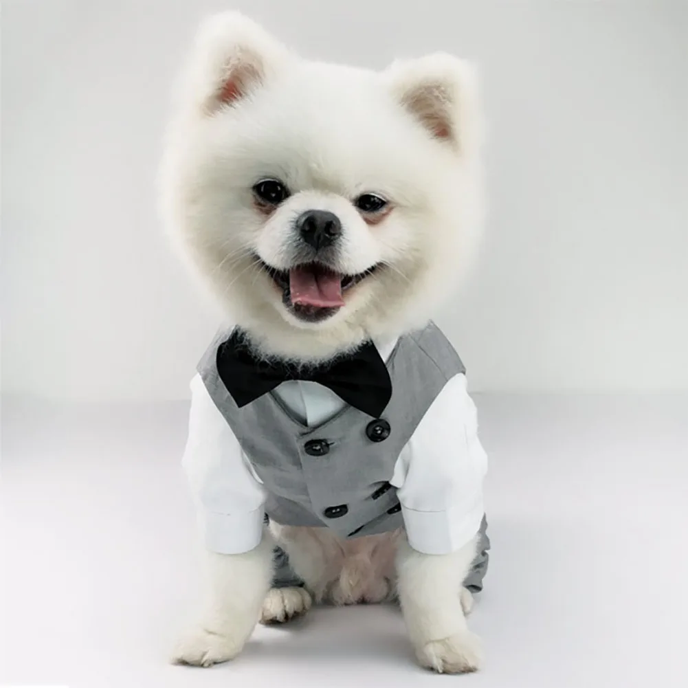 Dog Tuxedo Suit For Small Medium Breed Formal Tuxedo Vest With Bow Tie Dog Clothes Gentleman Pet Wedding Birthday Party Costume