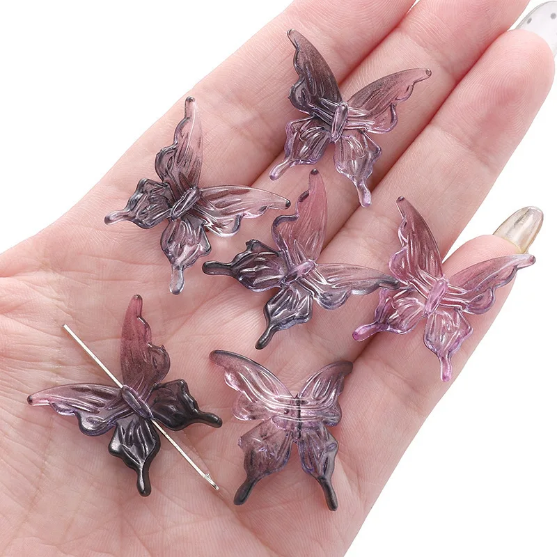 20Pcs Acrylic Clear AB Color Butterfly Beads for Crafts