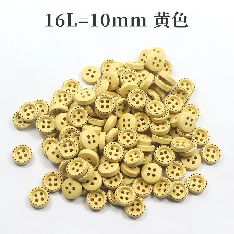 1/10/20/30/50pcs 10mm 4hole Mini Color Kids Buttons Wood Buttons Clothing Wedding Decoration Sewing Accessories