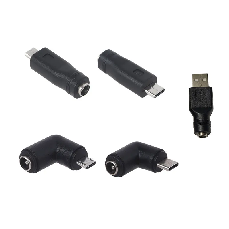 USB / Type C / Micro USB Male to DC 5.5x2.1mm DC Female Connector Charge Barrel Jack Power Adapter for Phone Tablet